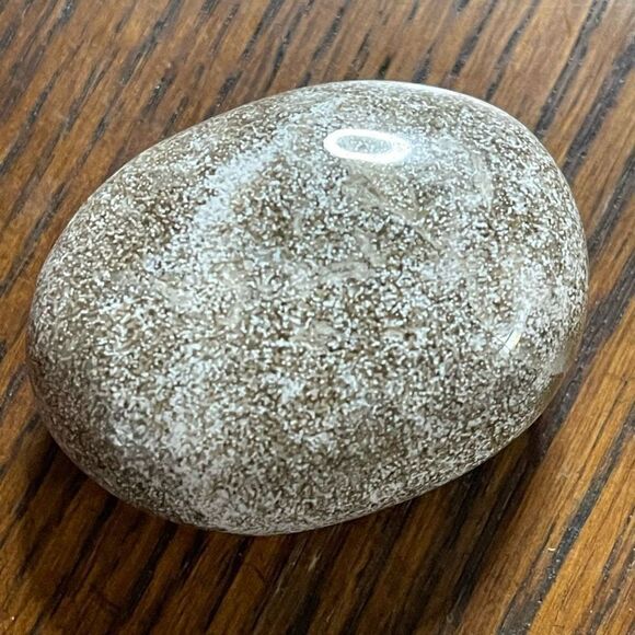 Ocean Jasper palm stone crystal natural white green speckled orbs dots yellow - Picture 8 of 10